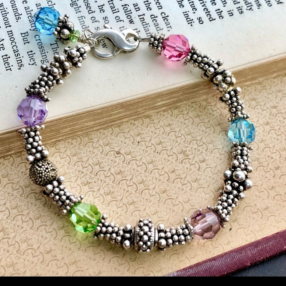 Sterling Silver Crystal Bead Bracelet